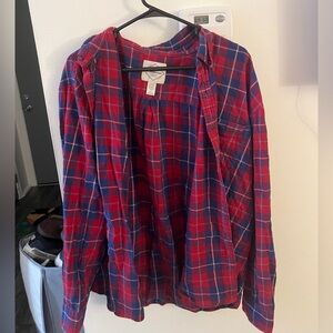 Red and Blue Plaid Button-Up Shirt